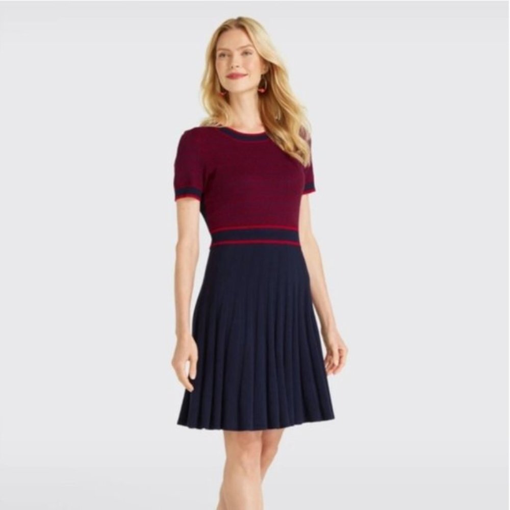 Draper James Burgundy and Navy Mini Dress